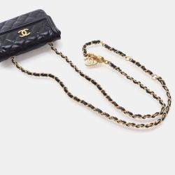 Pre Owned Chanel Mini Black Shiny Calfskin Waist Belt Bag