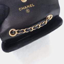 Pre Owned Chanel Mini Black Shiny Calfskin Waist Belt Bag