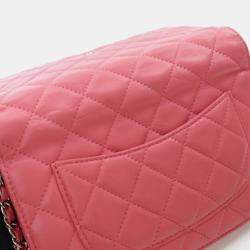 Pre Owned Chanel Pink Lambskin Wallet On Chain