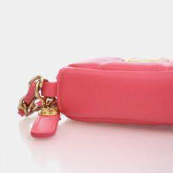 Pre Owned Chanel Diamond CC Clutch Mini Pink Lambskin Chain Bag