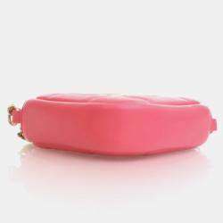 Pre Owned Chanel Diamond CC Clutch Mini Pink Lambskin Chain Bag