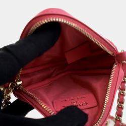 Pre Owned Chanel Diamond CC Clutch Mini Pink Lambskin Chain Bag