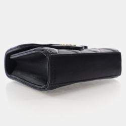 Pre Owned Chanel Coin Purse Flap Mini Black Lambskin Wallet