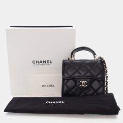 Pre Owned Chanel Coin Purse Flap Mini Black Lambskin Wallet
