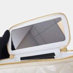 Pre Owned Chanel Vanity Case Small White Patent Leather Shoulder Bag