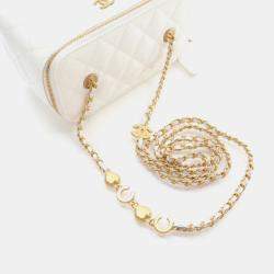 Pre Owned Chanel Vanity Case Small White Patent Leather Shoulder Bag