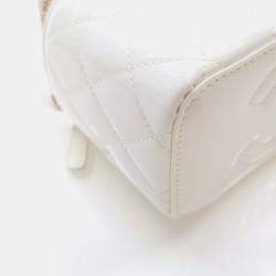 Pre Owned Chanel Vanity Case Small White Patent Leather Shoulder Bag