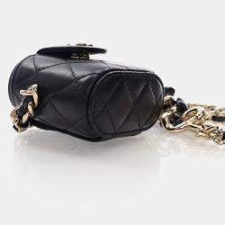 Pre Owned Chanel Vanity Case Mini Black Lambskin Chain Bag