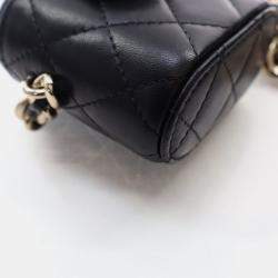 Pre Owned Chanel Vanity Case Mini Black Lambskin Chain Bag