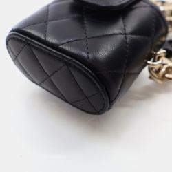 Pre Owned Chanel Vanity Case Mini Black Lambskin Chain Bag