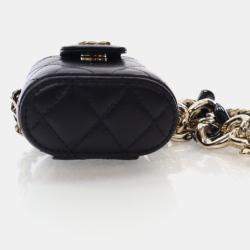 Pre Owned Chanel Vanity Case Mini Black Lambskin Chain Bag