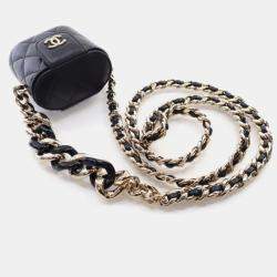 Pre Owned Chanel Vanity Case Mini Black Lambskin Chain Bag