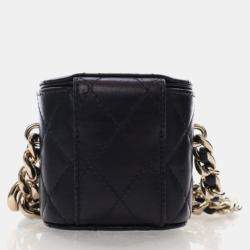 Pre Owned Chanel Vanity Case Mini Black Lambskin Chain Bag