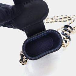 Pre Owned Chanel Vanity Case Mini Black Lambskin Chain Bag