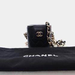Pre Owned Chanel Vanity Case Mini Black Lambskin Chain Bag