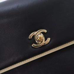 Pre Owned Chanel Square Frame Black Calfskin Shoulder Bag