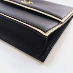 Pre Owned Chanel Square Frame Black Calfskin Shoulder Bag