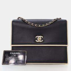 Pre Owned Chanel Square Frame Black Calfskin Shoulder Bag