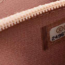 Pre Owned Chanel Square Beige Pink Lambskin Wallet On Chain 