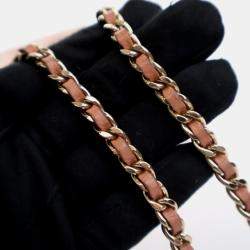 Pre Owned Chanel Square Beige Pink Lambskin Wallet On Chain 