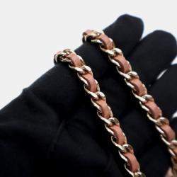 Pre Owned Chanel Square Beige Pink Lambskin Wallet On Chain 