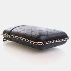 Pre Owned Chanel Phone Holder Black Lambskin Chain Around Shoulder Bag