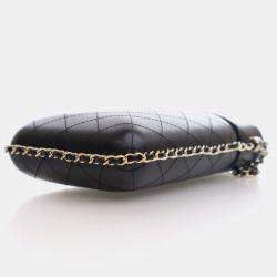 Pre Owned Chanel Phone Holder Black Lambskin Chain Around Shoulder Bag