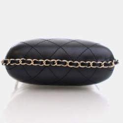 Pre Owned Chanel Phone Holder Black Lambskin Chain Around Shoulder Bag