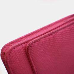 Pre Owned Chanel Mini Pink Lizard Embossed Calfskin Wallet On Chain 