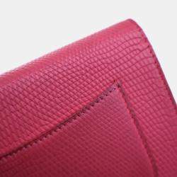 Pre Owned Chanel Mini Pink Lizard Embossed Calfskin Wallet On Chain 