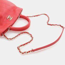 Pre Owned Chanel Bucket Small Red Calfskin CC Lock Tote Bag