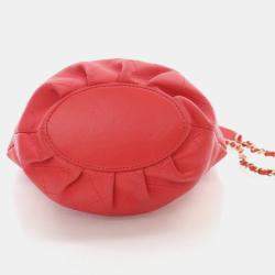 Pre Owned Chanel Bucket Small Red Calfskin CC Lock Tote Bag