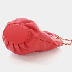 Pre Owned Chanel Bucket Small Red Calfskin CC Lock Tote Bag