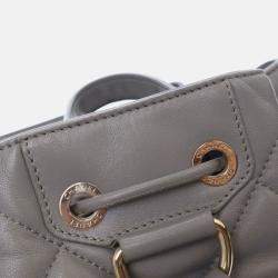Pre Owned Chanel Drawstring Grey Calfskin Bucket Backpack