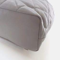 Pre Owned Chanel Drawstring Grey Calfskin Bucket Backpack