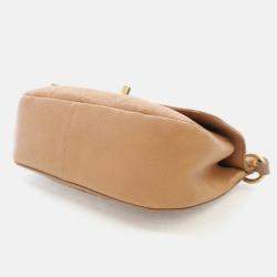 Pre Owned Chanel CC Lock Mini Beige Caviar Top Handle Flap Bag