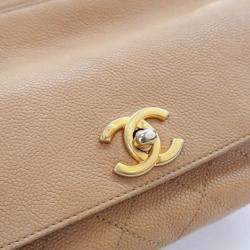 Pre Owned Chanel CC Lock Mini Beige Caviar Top Handle Flap Bag