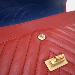 Pre Owned Chanel Reissue 225 Medium Red Calfskin Flap Bag