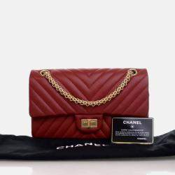Pre Owned Chanel Reissue 225 Medium Red Calfskin Flap Bag