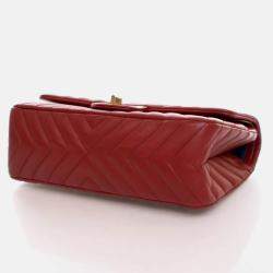 Pre Owned Chanel Reissue 225 Medium Red Calfskin Flap Bag