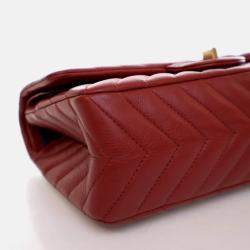 Pre Owned Chanel Reissue 225 Medium Red Calfskin Flap Bag