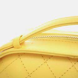 Pre Owned Chanel Vanity Case Yellow Crumpled Calfskin Shoulder Bag