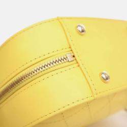 Pre Owned Chanel Vanity Case Yellow Crumpled Calfskin Shoulder Bag