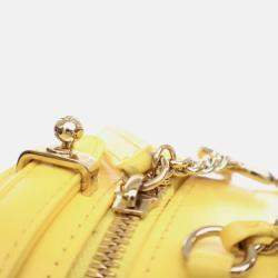 Pre Owned Chanel Vanity Case Yellow Crumpled Calfskin Shoulder Bag