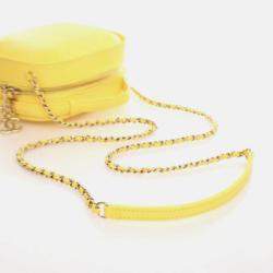 Pre Owned Chanel Vanity Case Yellow Crumpled Calfskin Shoulder Bag