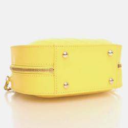 Pre Owned Chanel Vanity Case Yellow Crumpled Calfskin Shoulder Bag