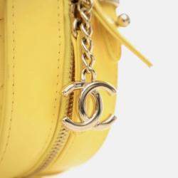 Pre Owned Chanel Vanity Case Yellow Crumpled Calfskin Shoulder Bag