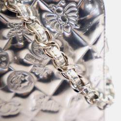 Pre Owned Chanel Pochette Silver Patent Leather Precious Symbols Bag