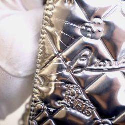 Pre Owned Chanel Pochette Silver Patent Leather Precious Symbols Bag