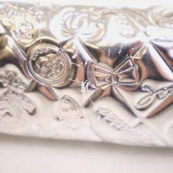 Pre Owned Chanel Pochette Silver Patent Leather Precious Symbols Bag